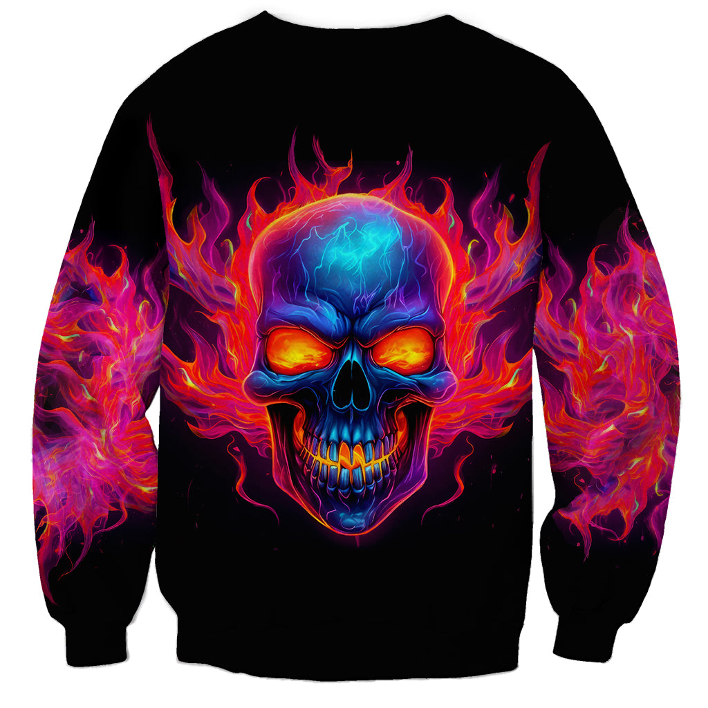 Skull Sweatshirt Purple Skull Fire - Wonder Print Shop