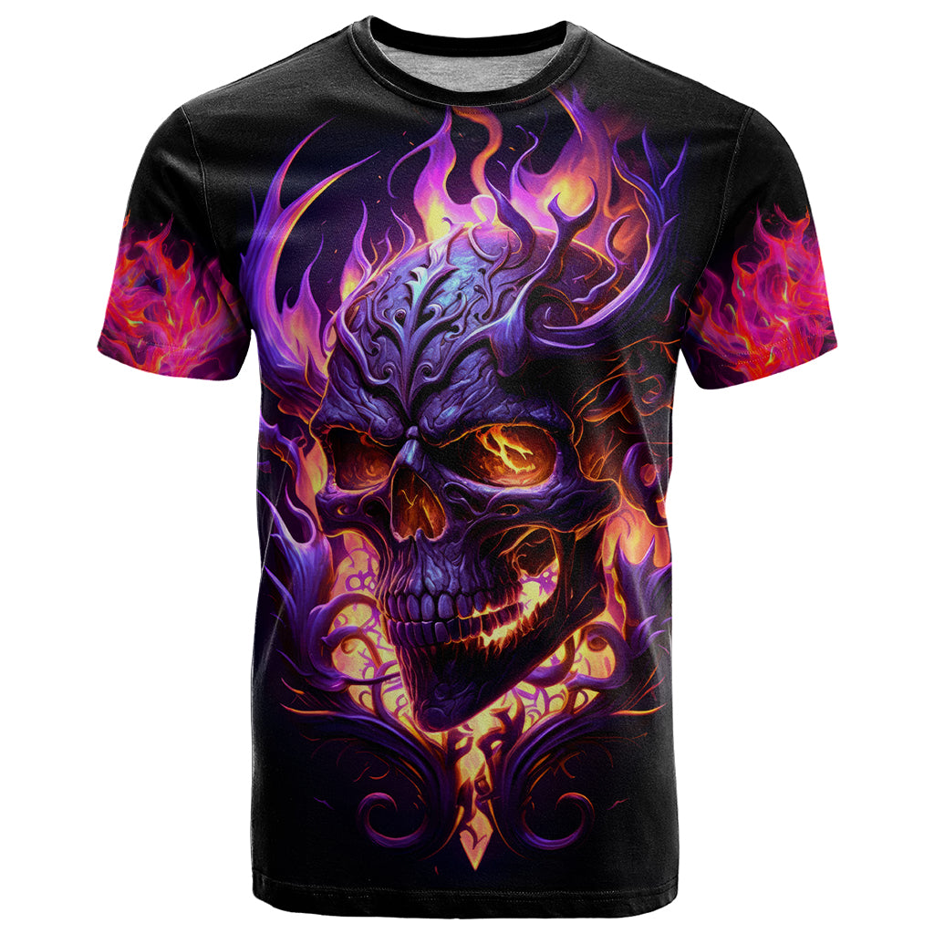 Skull T Shirt Purple Skull Fire - Wonder Print Shop