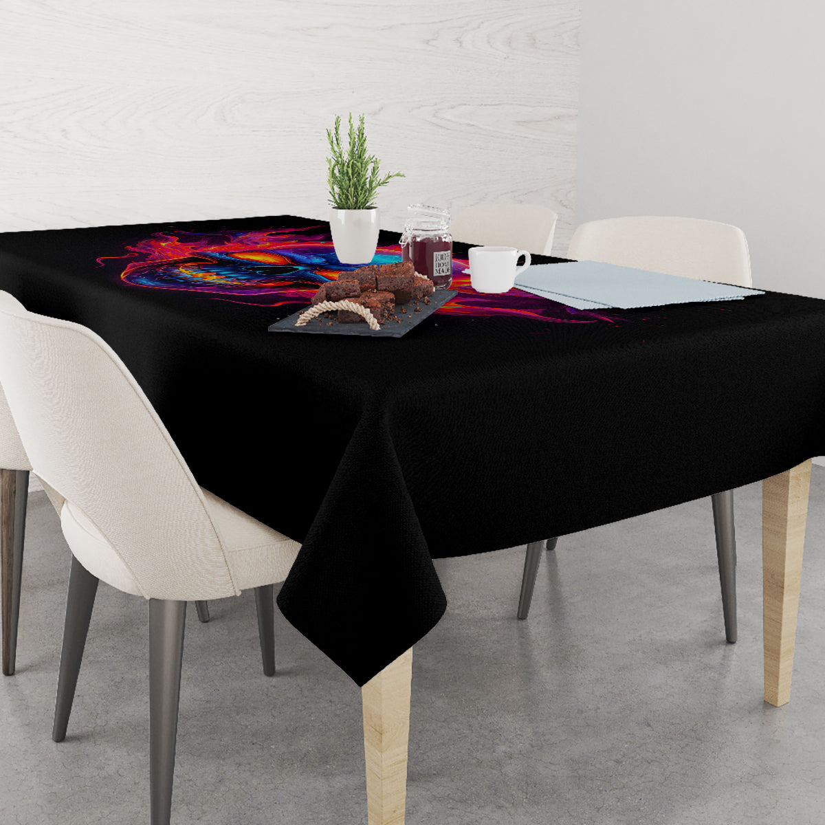 Skull Tablecloth Purple Skull Fire - Wonder Print Shop