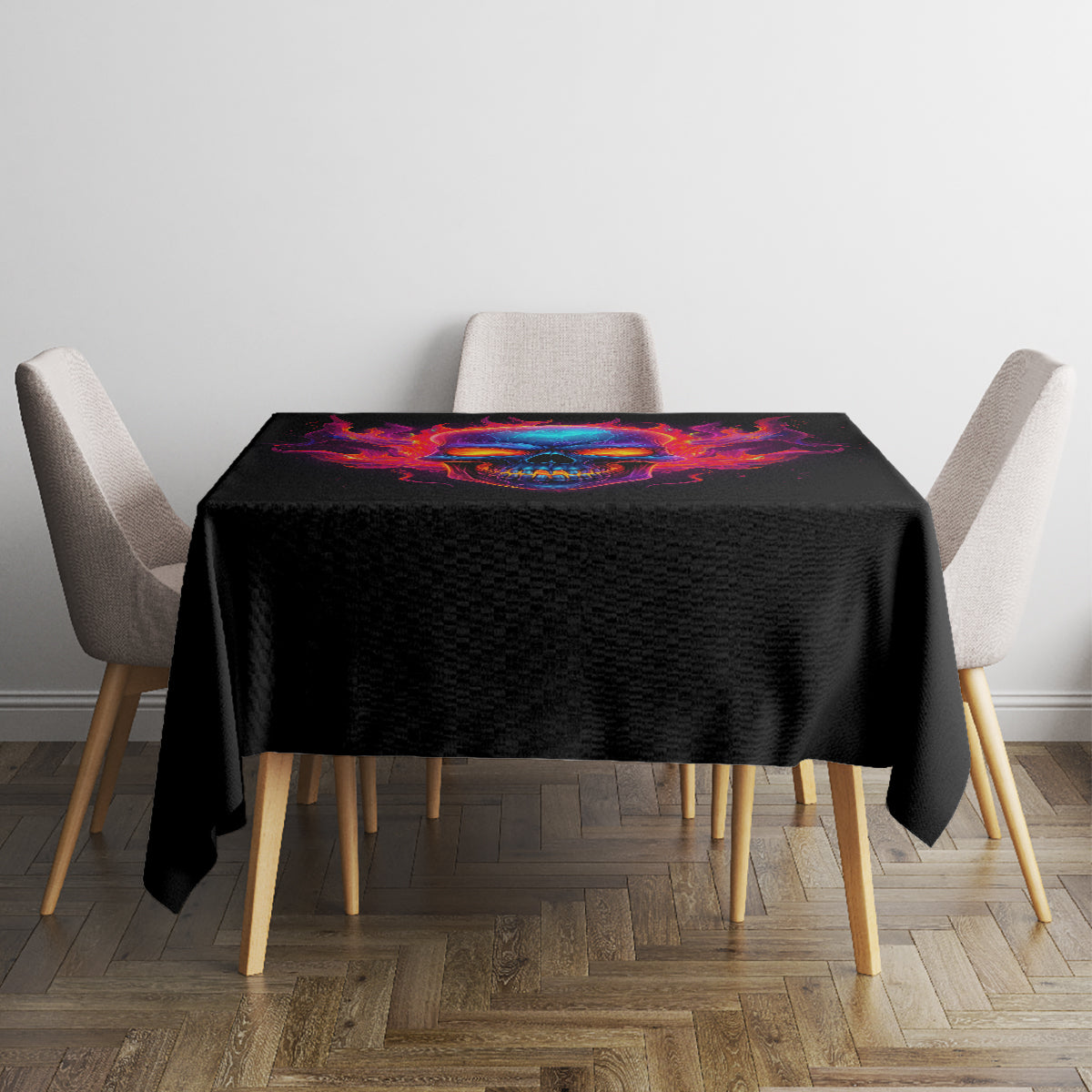 Skull Tablecloth Purple Skull Fire - Wonder Print Shop