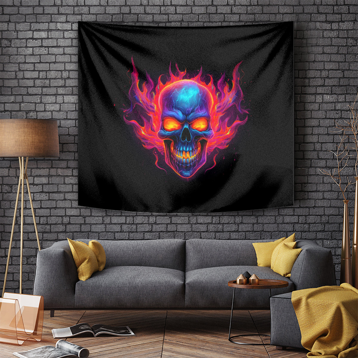 Skull Tapestry Purple Skull Fire - Wonder Print Shop