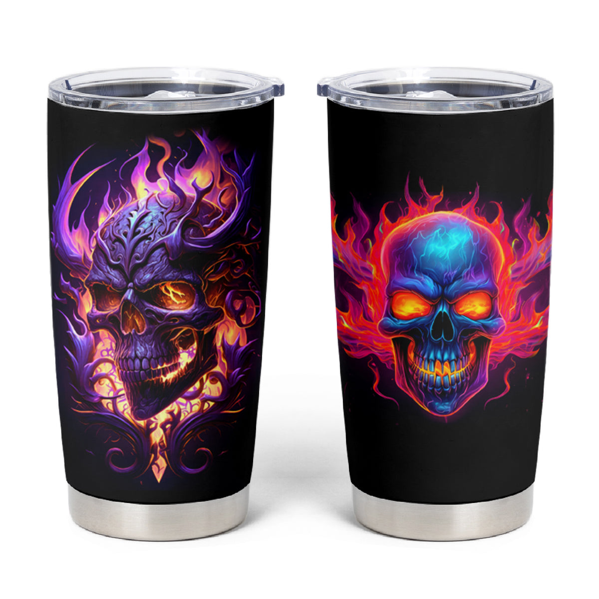 Skull Tumbler Cup Purple Skull Fire - Wonder Print Shop