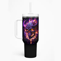 Skull Tumbler With Handle Purple Skull Fire - Wonder Print Shop