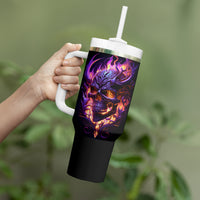 Skull Tumbler With Handle Purple Skull Fire - Wonder Print Shop
