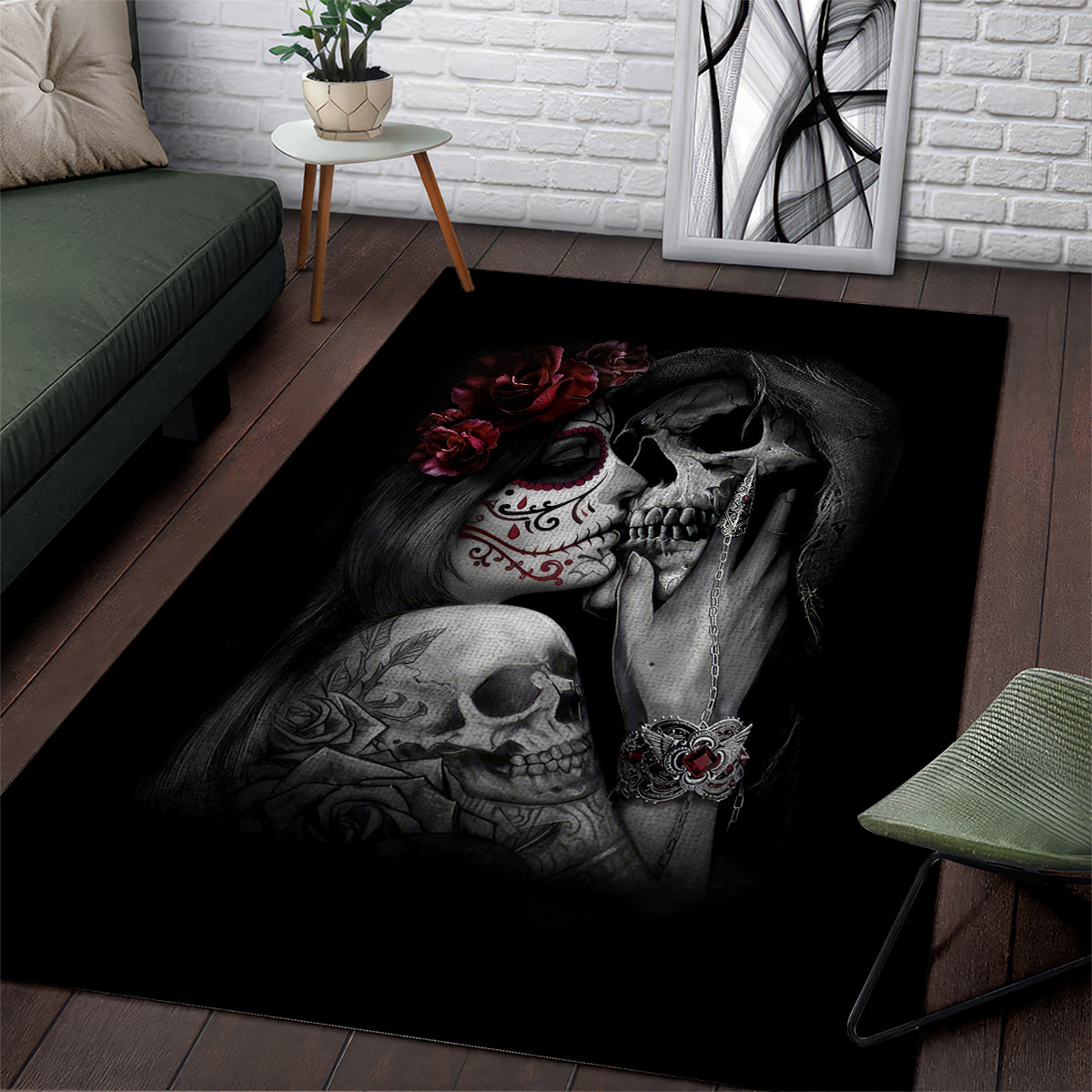 skull-area-rug-death-angel-and-da-de-muertos-girl
