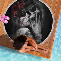 Skull Beach Blanket Death Angel And Da de Muertos Girl - Wonder Print Shop