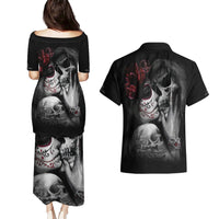 Skull Couples Matching Puletasi Dress and Hawaiian Shirt Death Angel And Da de Muertos Girl - Wonder Print Shop
