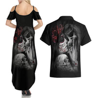 Skull Couples Matching Summer Maxi Dress and Hawaiian Shirt Death Angel And Da de Muertos Girl - Wonder Print Shop