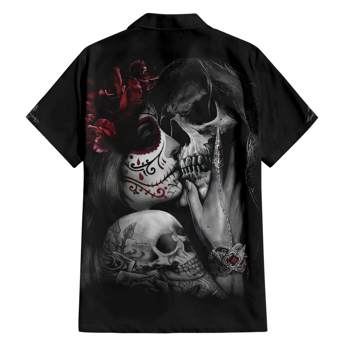 Skull Hawaiian Shirt Death Angel And Da de Muertos Girl - Wonder Print Shop