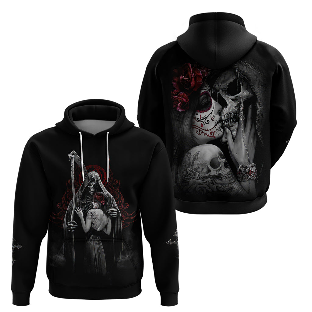 Skull Hoodie Death Angel And Da de Muertos Girl - Wonder Print Shop
