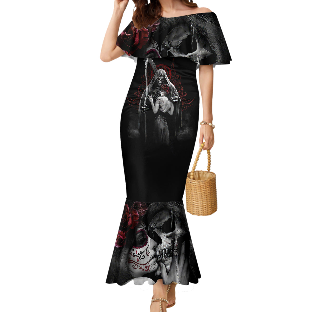 Skull Mermaid Dress Death Angel And Da de Muertos Girl - Wonder Print Shop