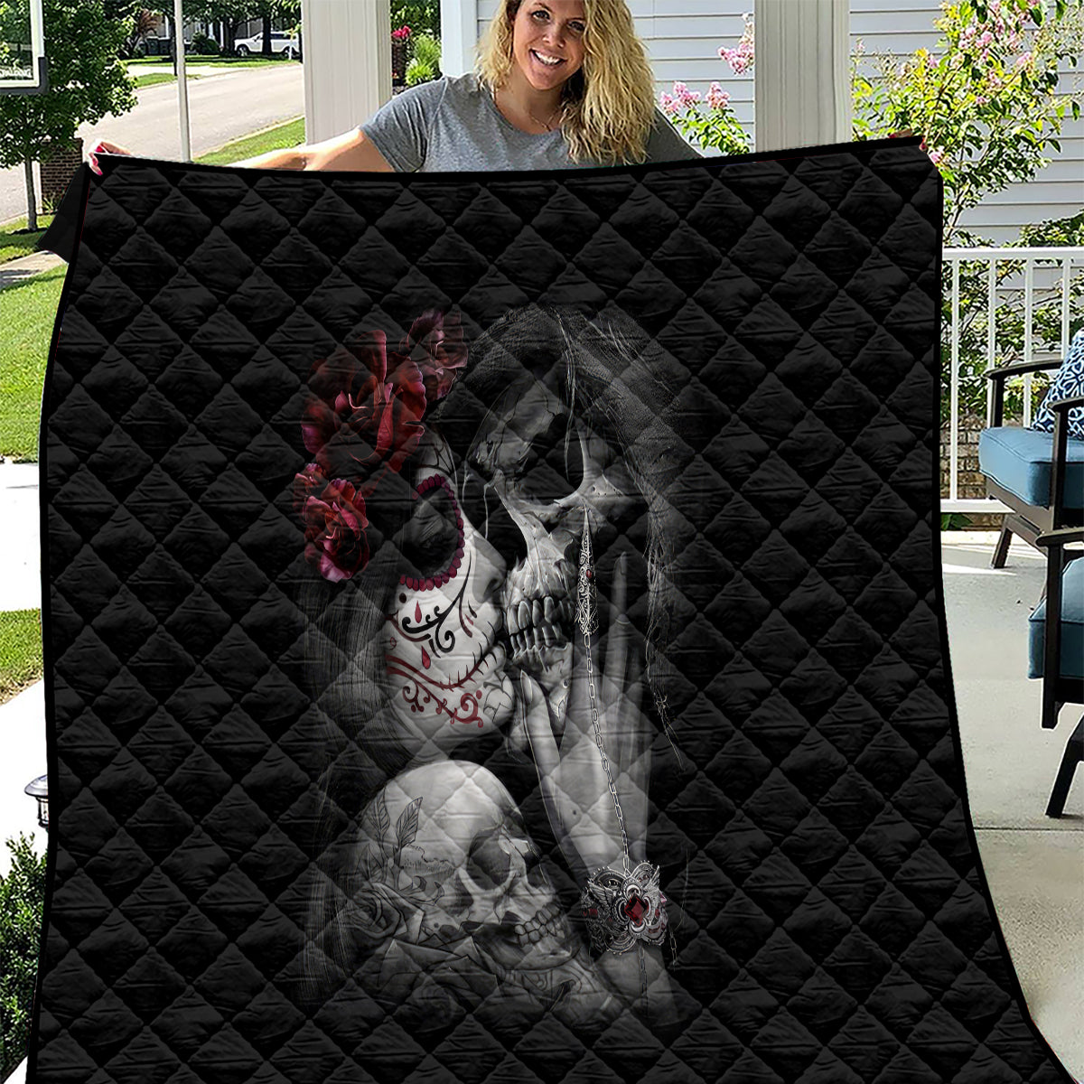Skull Quilt Death Angel And Da de Muertos Girl - Wonder Print Shop