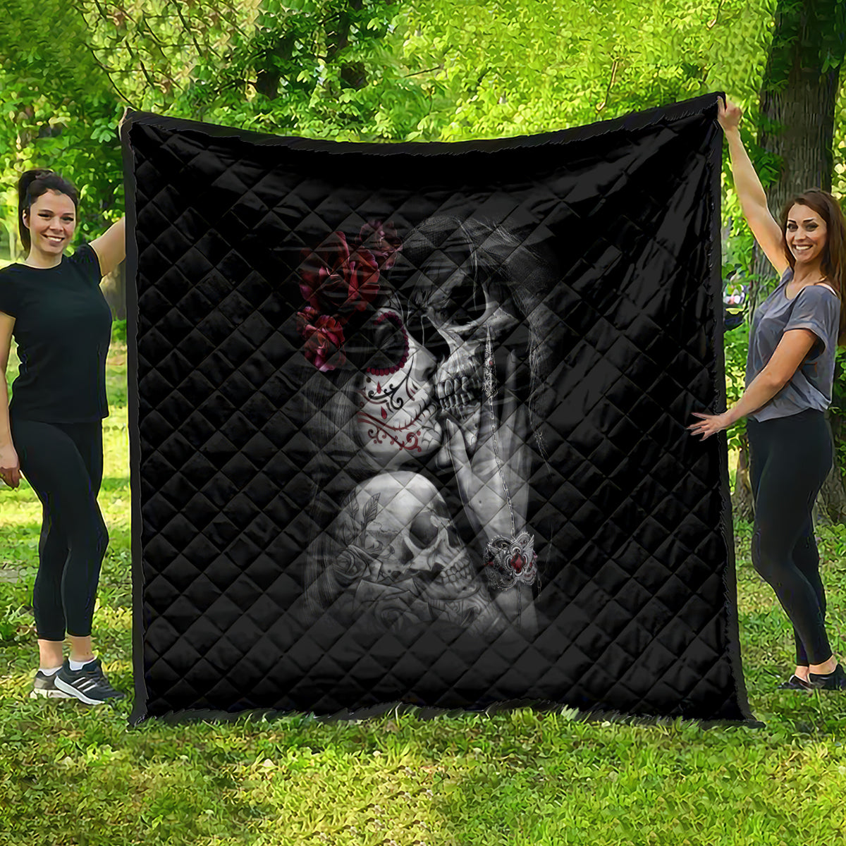 Skull Quilt Death Angel And Da de Muertos Girl - Wonder Print Shop