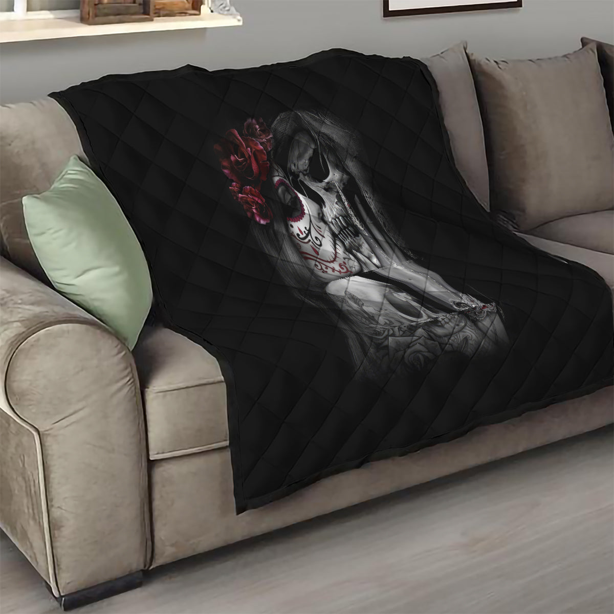 Skull Quilt Death Angel And Da de Muertos Girl - Wonder Print Shop