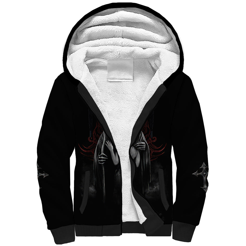 Skull Sherpa Hoodie Death Angel And Da de Muertos Girl - Wonder Print Shop