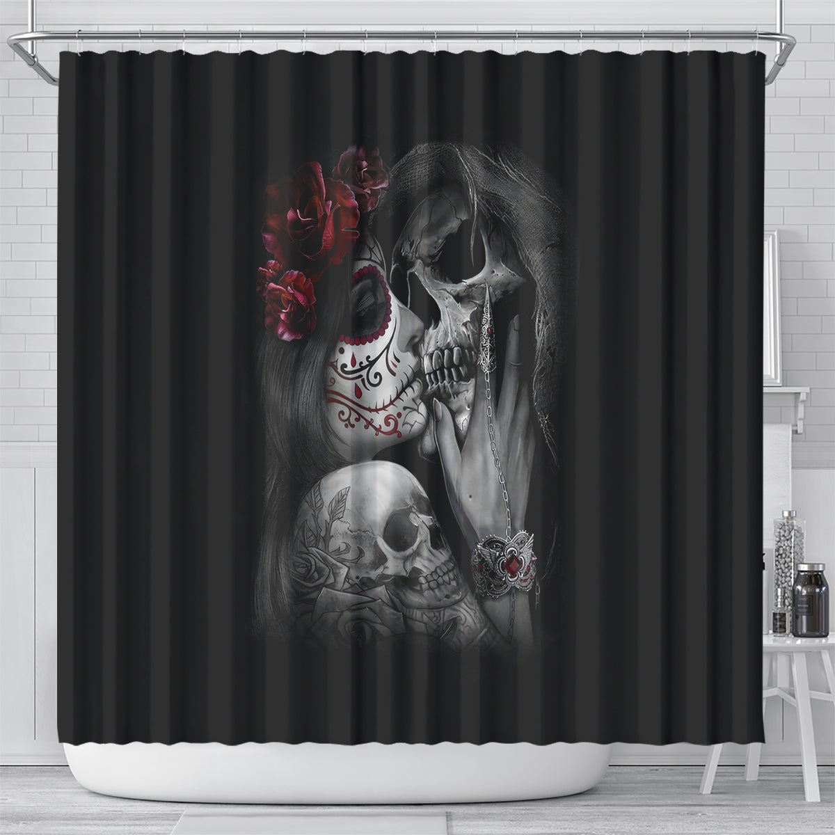 skull-shower-curtain-death-angel-and-da-de-muertos-girl
