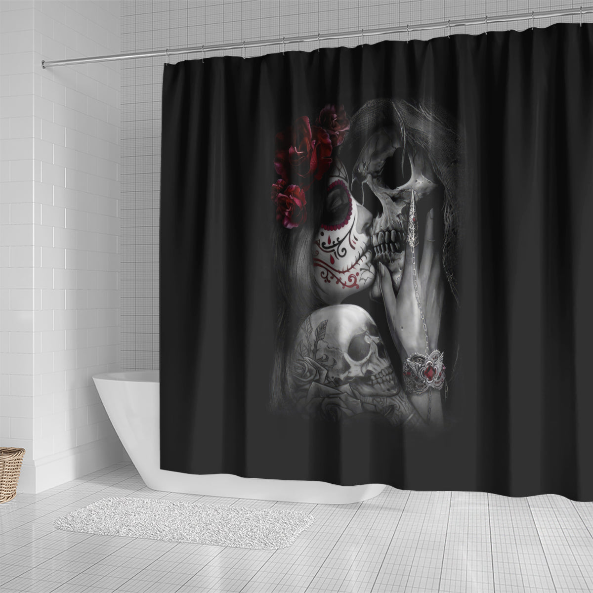skull-shower-curtain-death-angel-and-da-de-muertos-girl