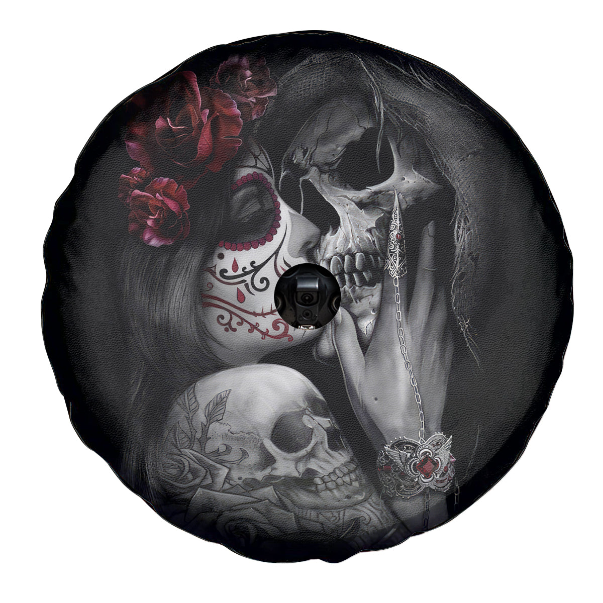 Skull Spare Tire Cover Death Angel And Da de Muertos Girl - Wonder Print Shop