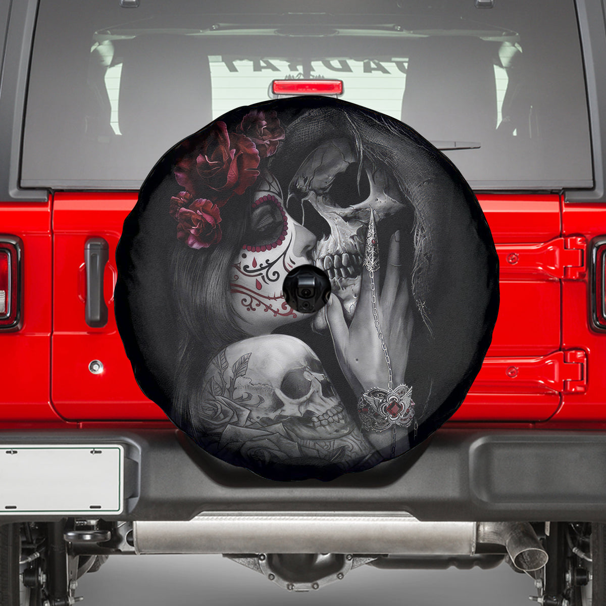 Skull Spare Tire Cover Death Angel And Da de Muertos Girl - Wonder Print Shop