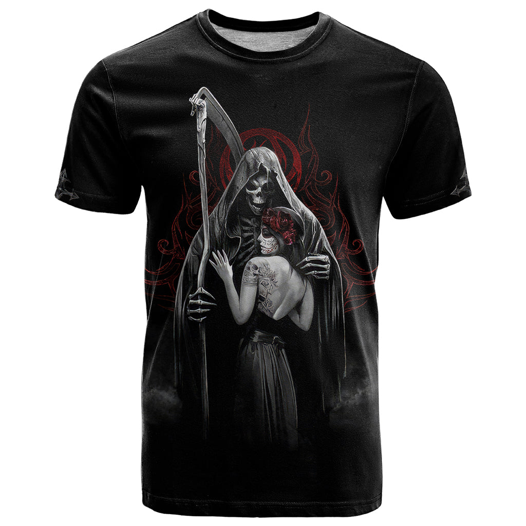 Skull T Shirt Death Angel And Da de Muertos Girl - Wonder Print Shop