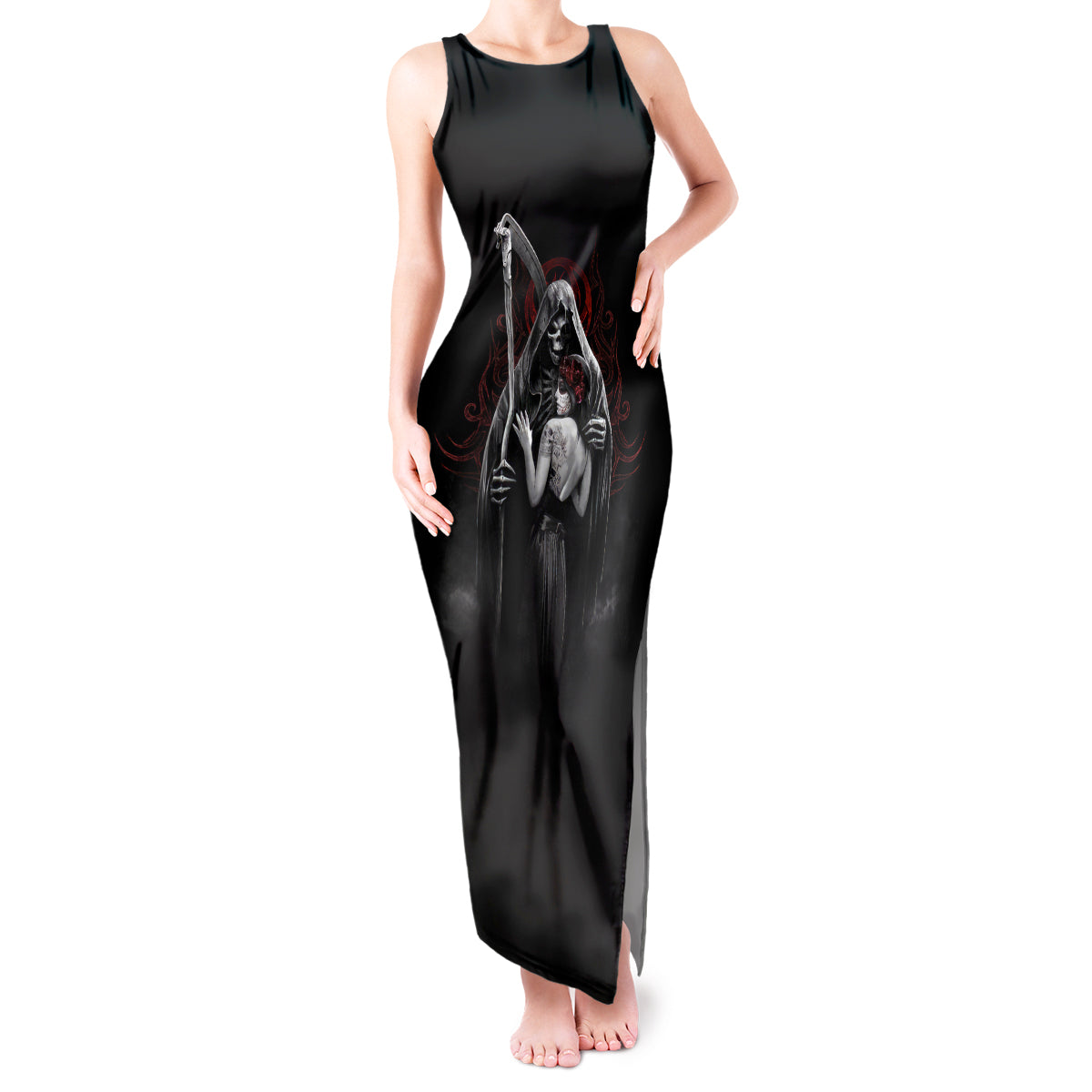 Skull Tank Maxi Dress Death Angel And Da de Muertos Girl - Wonder Print Shop