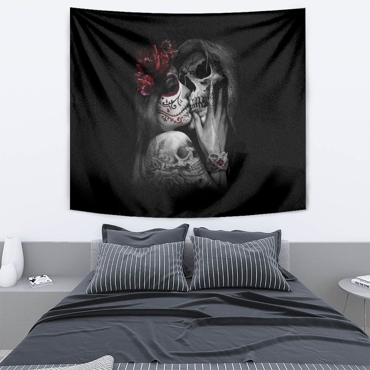 Skull Tapestry Death Angel And Da de Muertos Girl - Wonder Print Shop