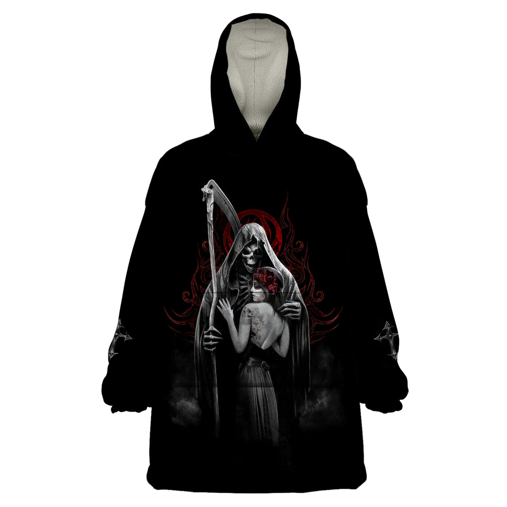 Skull Wearable Blanket Hoodie Death Angel And Da de Muertos Girl - Wonder Print Shop