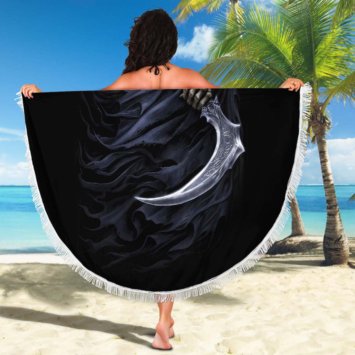 Skull Beach Blanket Purple Death Reaper - Wonder Print Shop