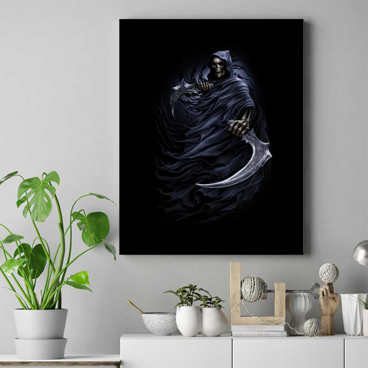 Skull Canvas Wall Art Purple Death Reaper - Wonder Print Shop