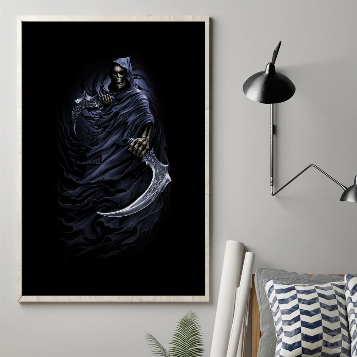 Skull Canvas Wall Art Purple Death Reaper - Wonder Print Shop