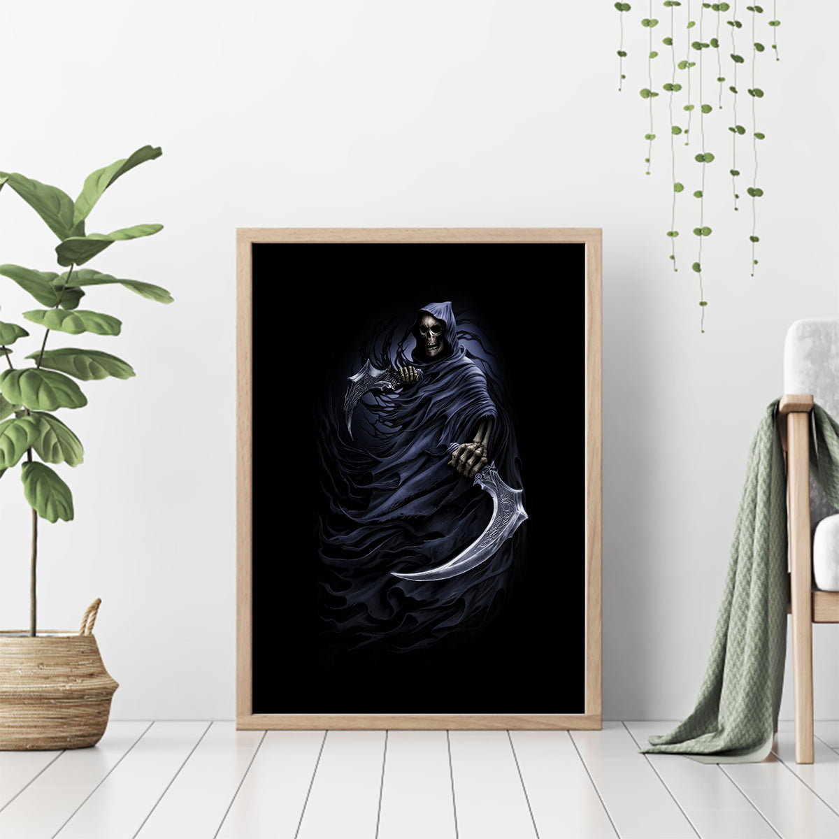 Skull Canvas Wall Art Purple Death Reaper - Wonder Print Shop