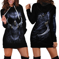 Skull Hoodie Dress Purple Death Reaper - Wonder Print Shop