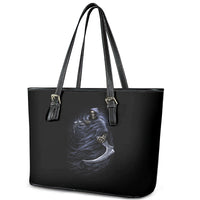 Skull Leather Tote Bag Purple Death Reaper - Wonder Print Shop