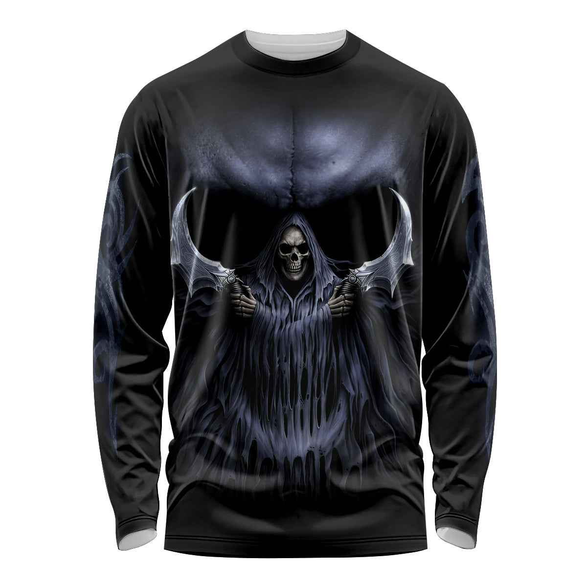 Skull Long Sleeve Shirt Purple Death Reaper - Wonder Print Shop