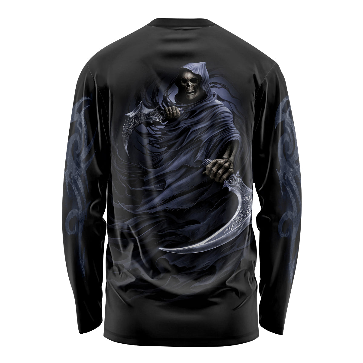 Skull Long Sleeve Shirt Purple Death Reaper - Wonder Print Shop