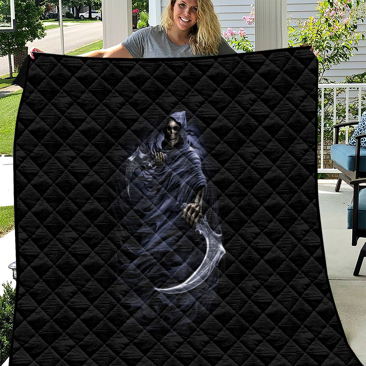 Skull Quilt Purple Death Reaper - Wonder Print Shop