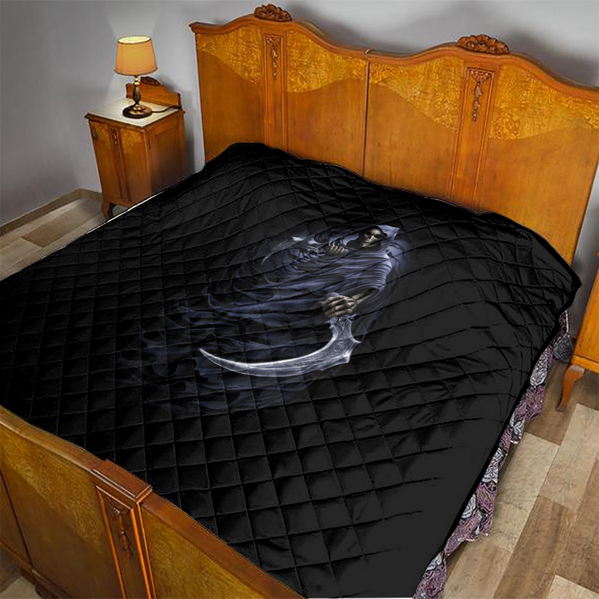 Skull Quilt Purple Death Reaper - Wonder Print Shop