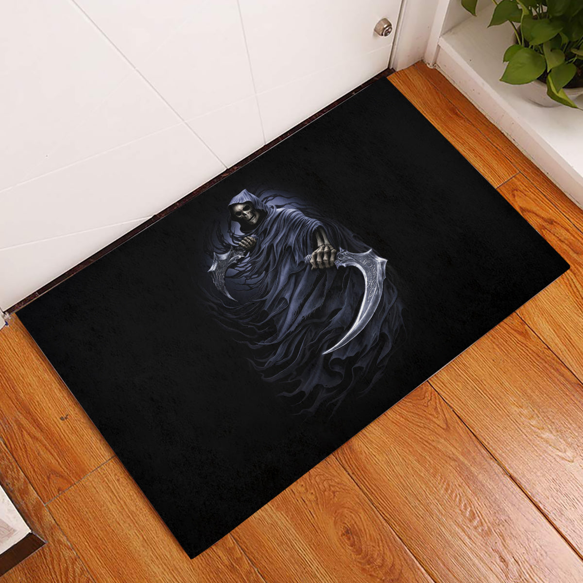 Skull Rubber Doormat Purple Death Reaper - Wonder Print Shop