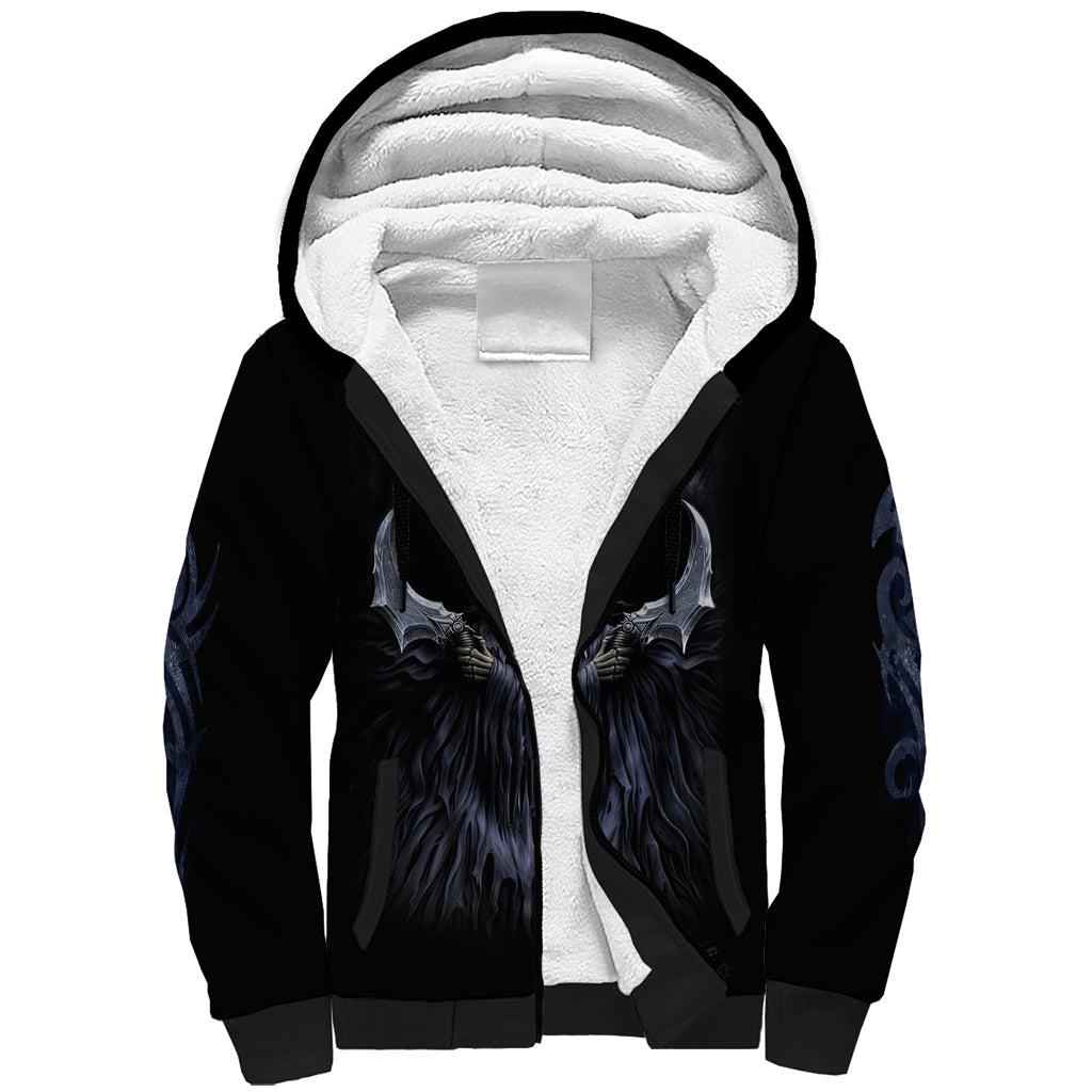 Skull Sherpa Hoodie Purple Death Reaper - Wonder Print Shop