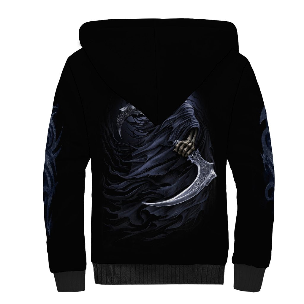 Skull Sherpa Hoodie Purple Death Reaper - Wonder Print Shop
