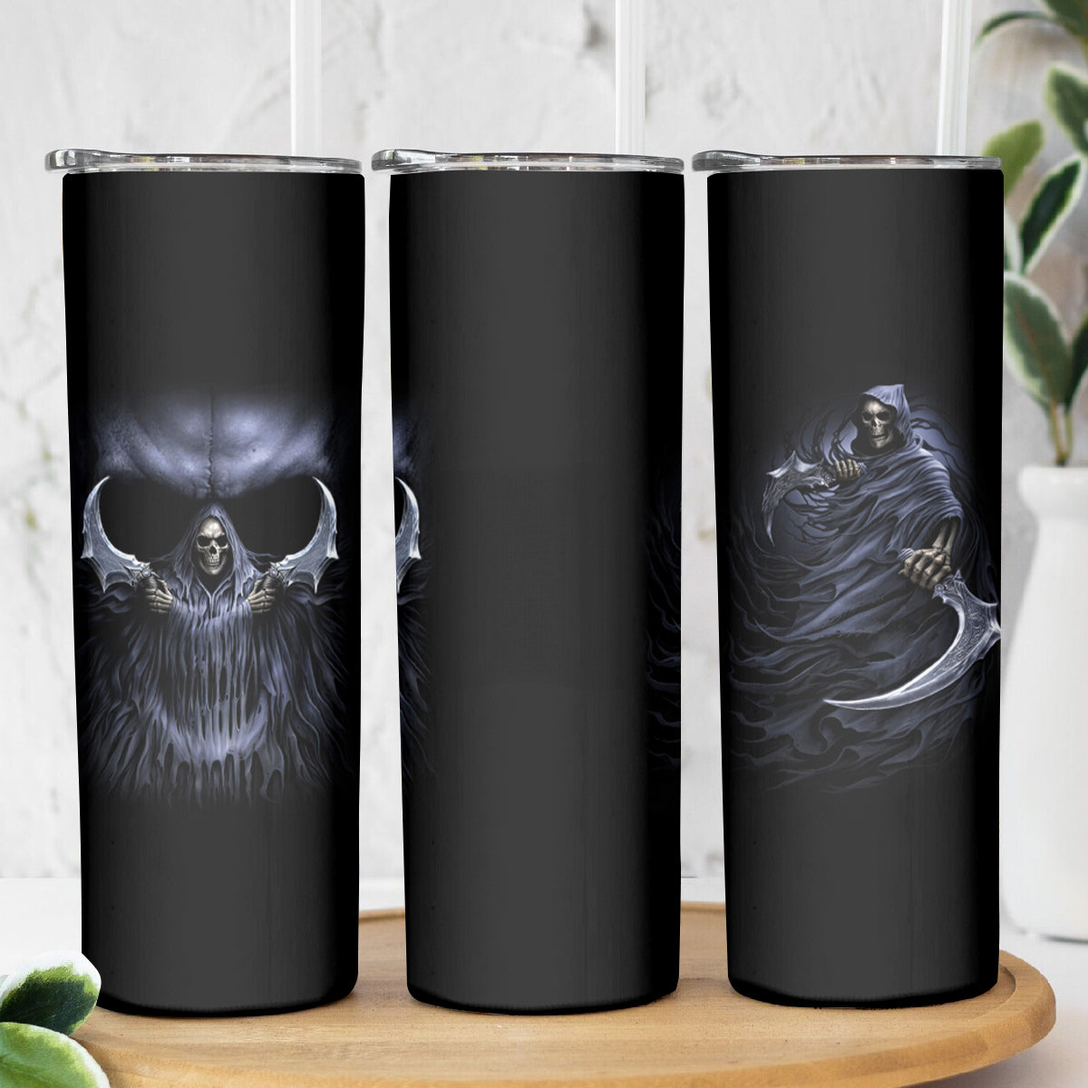 Skull Skinny Tumbler Purple Death Reaper - Wonder Print Shop