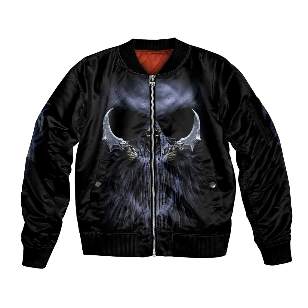 Skull Sleeve Zip Bomber Jacket Purple Death Reaper - Wonder Print Shop