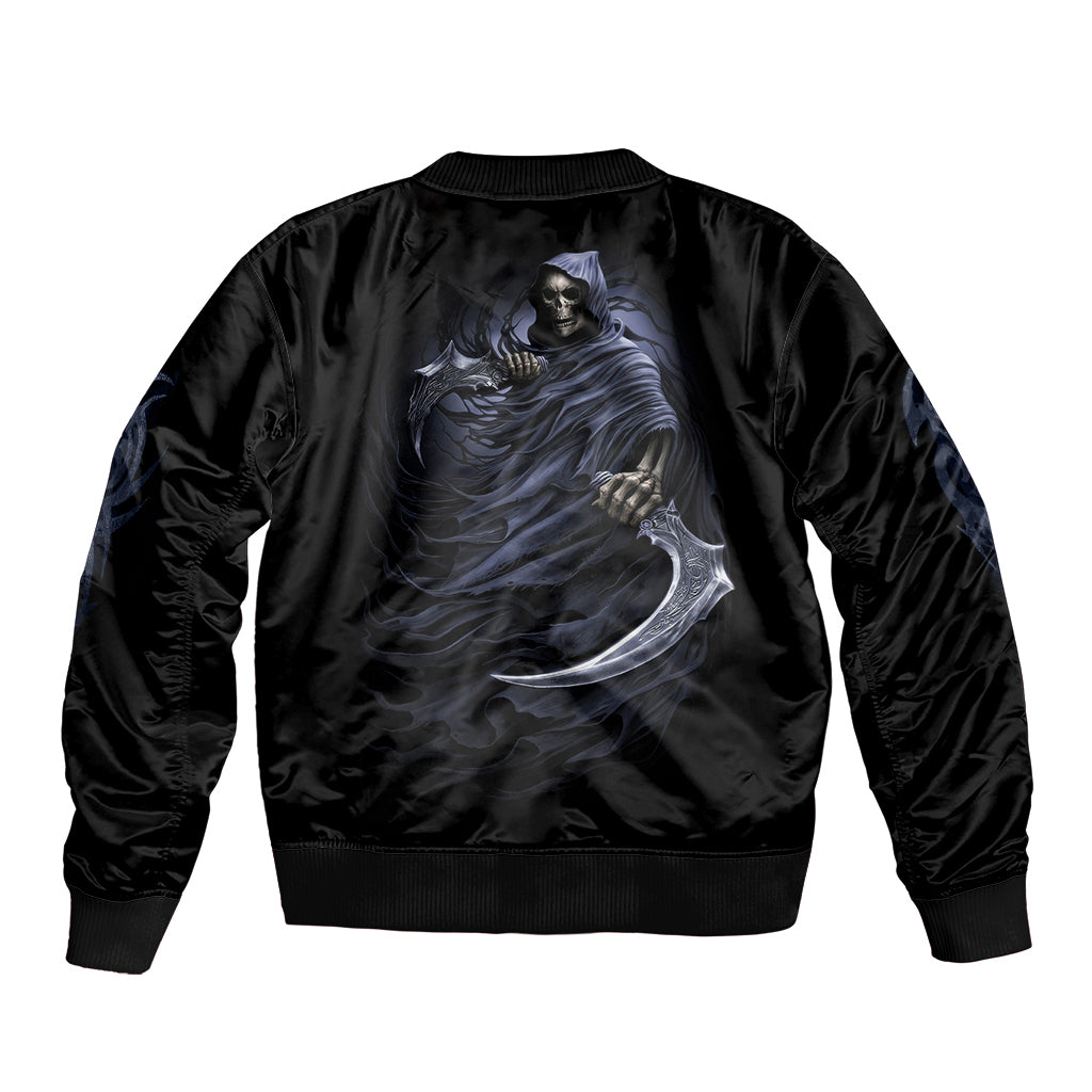Skull Sleeve Zip Bomber Jacket Purple Death Reaper - Wonder Print Shop