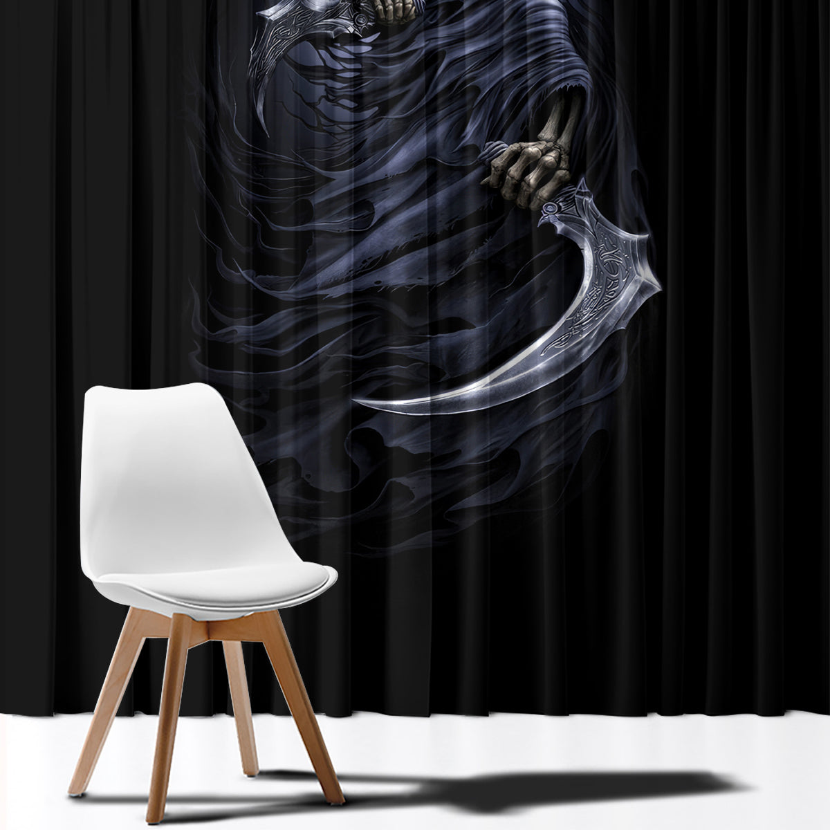 Skull Window Curtain Purple Death Reaper - Wonder Print Shop