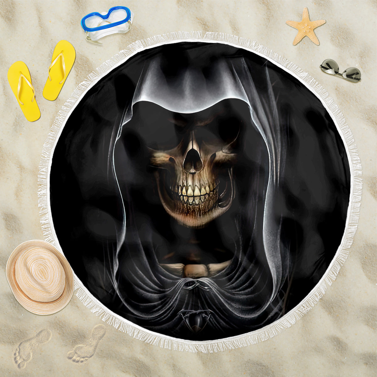 Skull Beach Blanket Double Skull And Death Angel - Wonder Print Shop