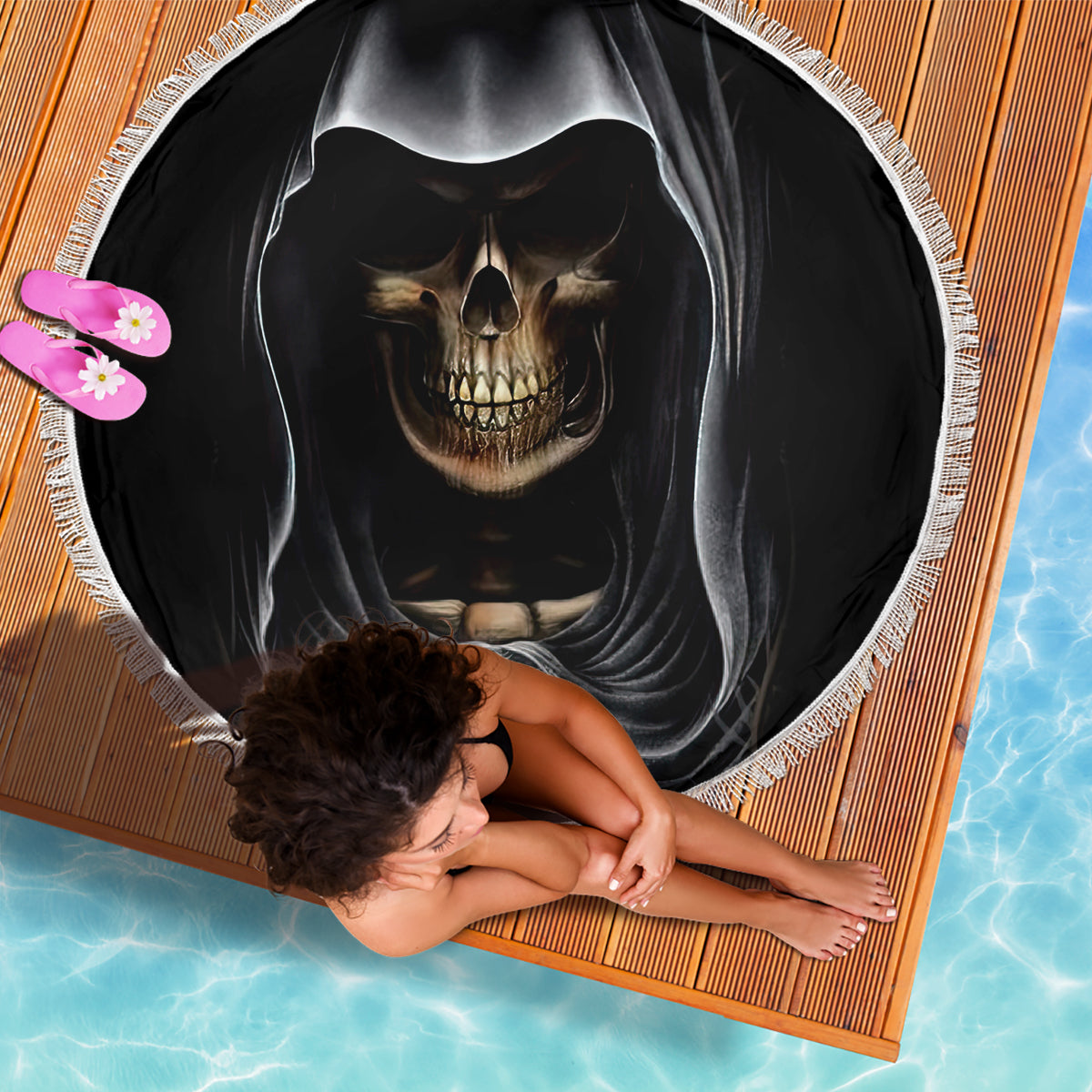 Skull Beach Blanket Double Skull And Death Angel - Wonder Print Shop