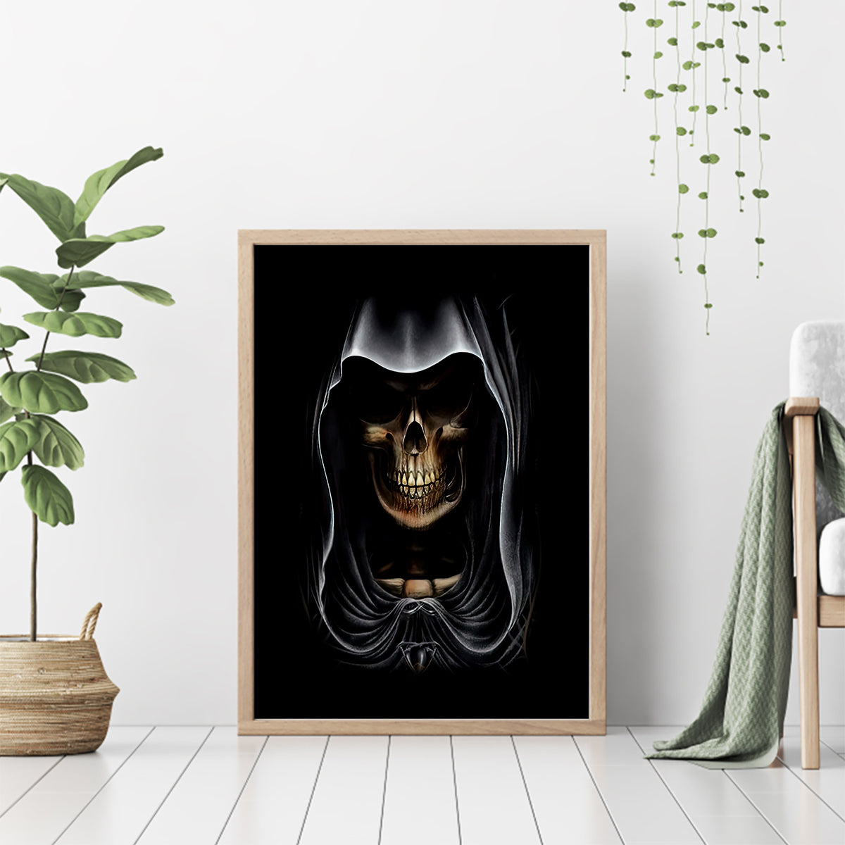 Skull Canvas Wall Art Double Skull And Death Angel - Wonder Print Shop