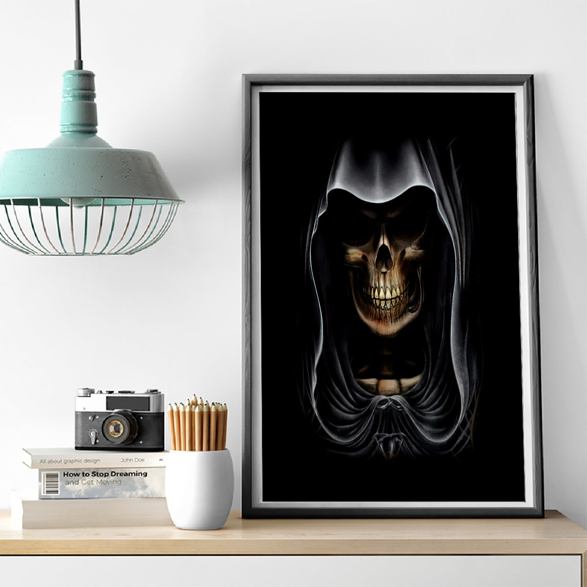 Skull Canvas Wall Art Double Skull And Death Angel - Wonder Print Shop