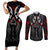 Skull Couples Matching Short Sleeve Bodycon Dress and Long Sleeve Button Shirts Double Skull And Death Angel - Wonder Print Shop