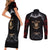 Skull Couples Matching Short Sleeve Bodycon Dress and Long Sleeve Button Shirts Double Skull And Death Angel - Wonder Print Shop